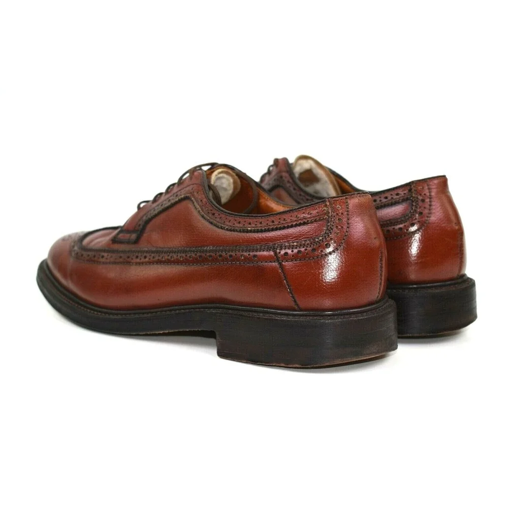 Madison Square Executives Mens Brown Leather Longwing V Cleat Oxfords‎ Sz 8.5 D